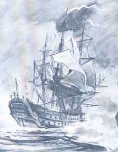 Корабль "Евстафий", участвовавший в морском сражении при Чесме