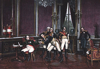 Наполеон оглашает маршалам текст своего отречения от власти